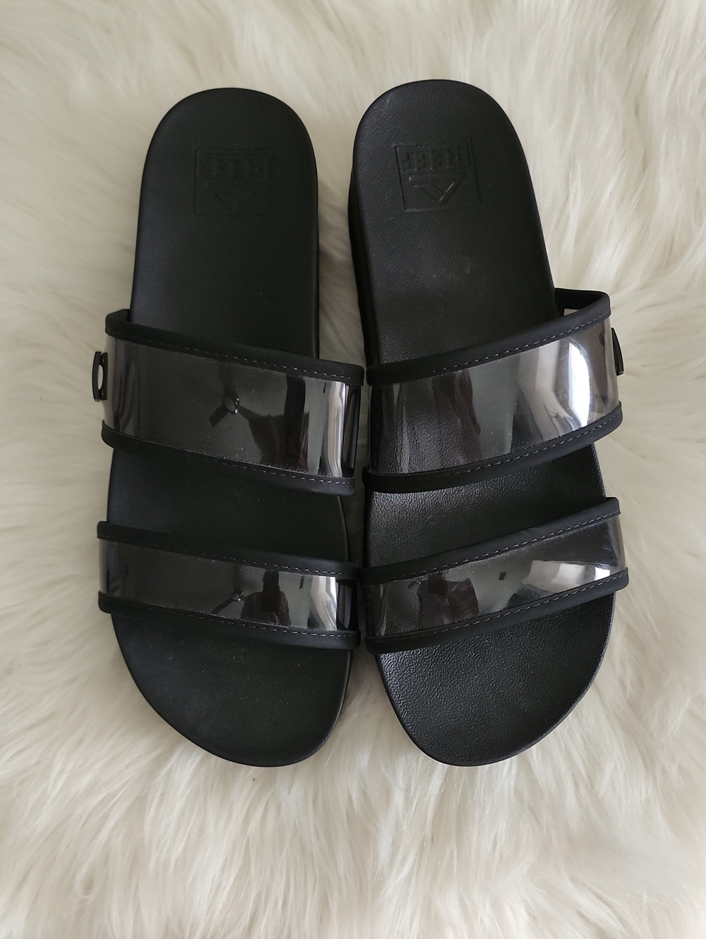 Reef Black Women's Double-Strap Slide Sandals